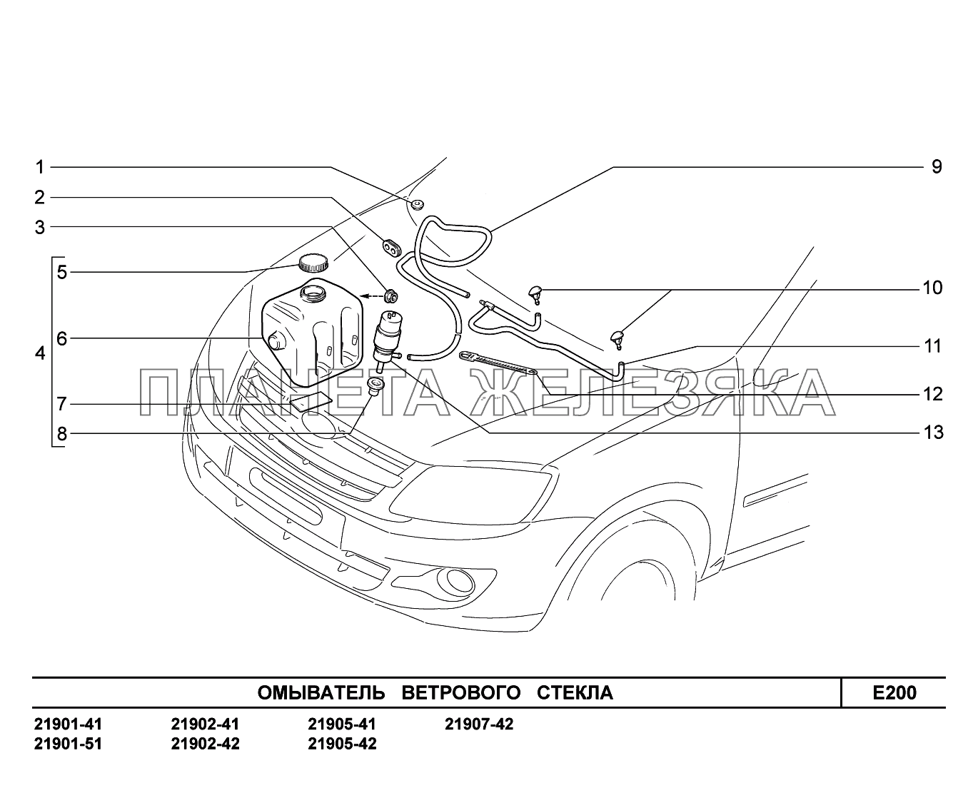 E200. Омыватели Lada Granta-2190