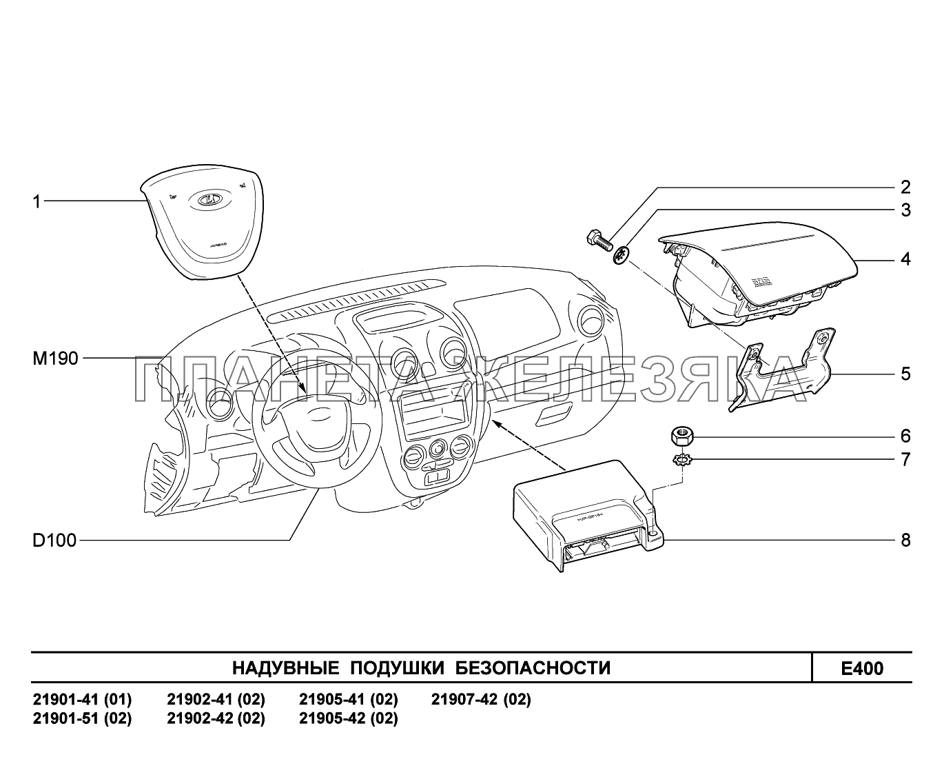 E400. Надувные подушки безопасности Lada Granta-2190