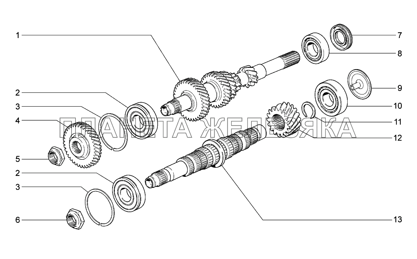 B220. Валы  коробки  передач Lada Granta-2190
