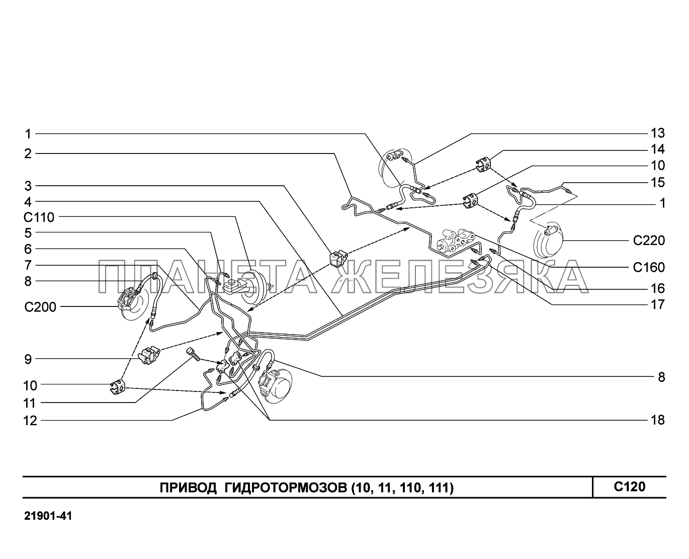 C120. Привод гидротормозов Lada Granta-2190