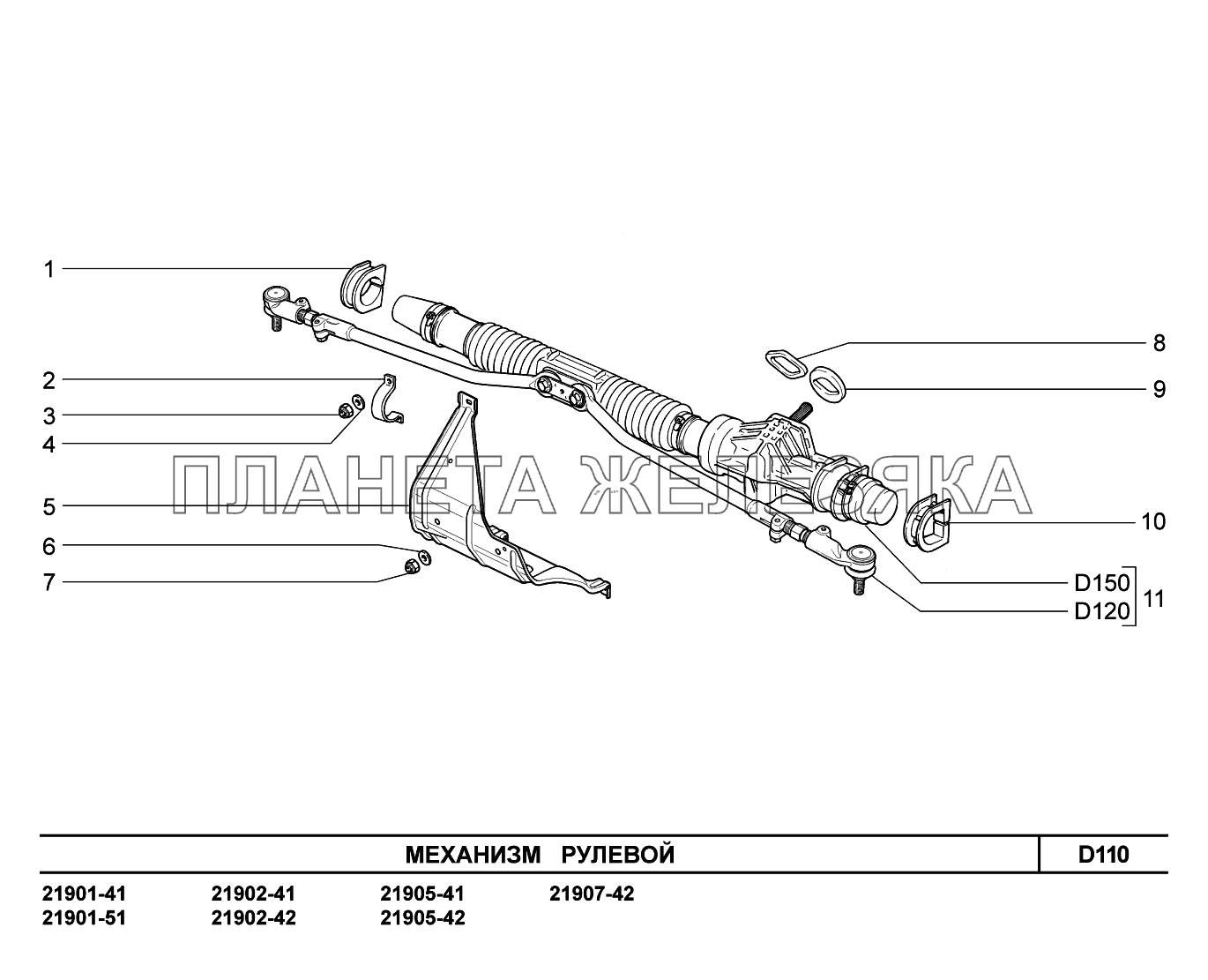 D110. Механизм рулевой Lada Granta-2190