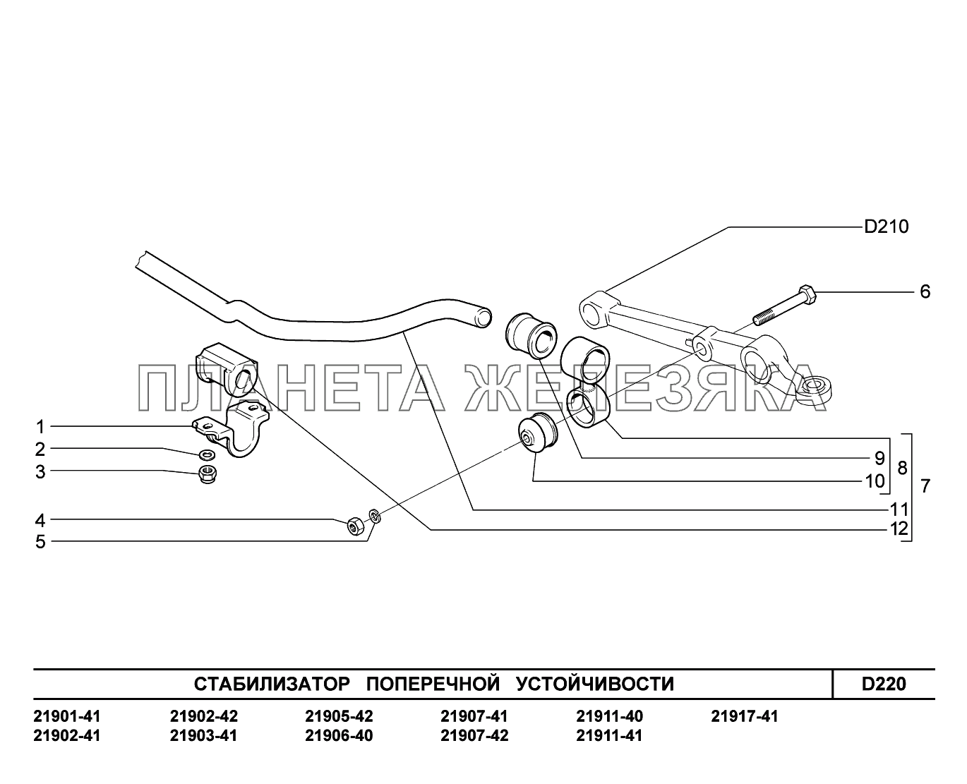 D220. Стабилизатор поперечной устойчивости Lada Granta-2190