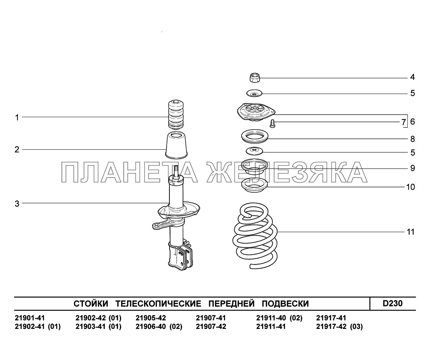 D230. Стойки телескопические передней подвески Lada Granta-2190