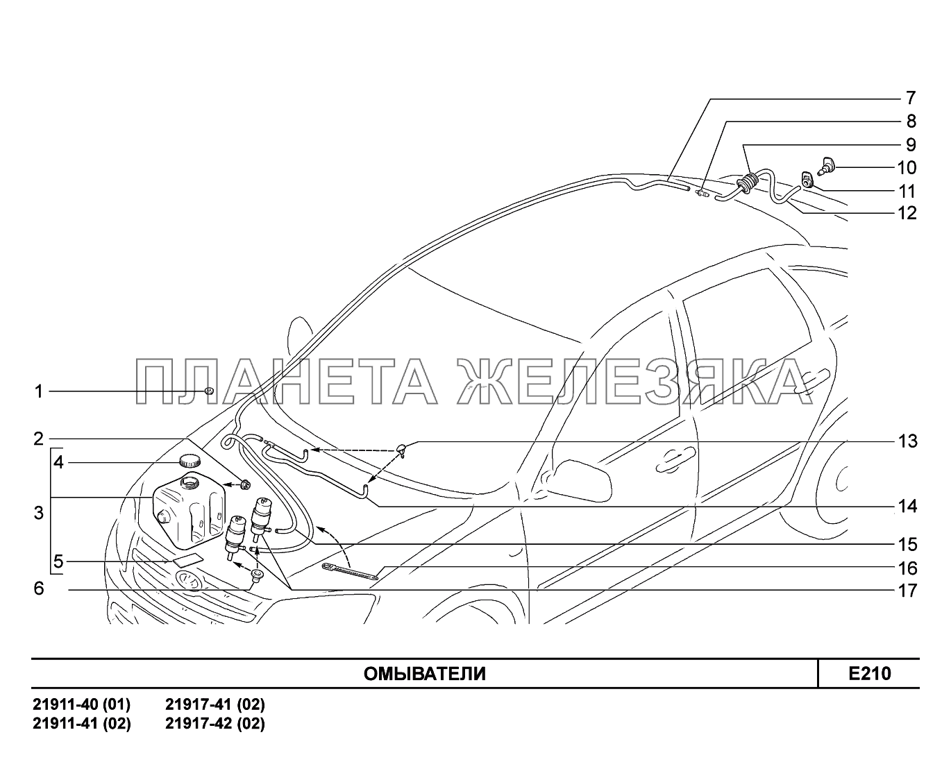 E210. Омыватели Lada Granta-2190