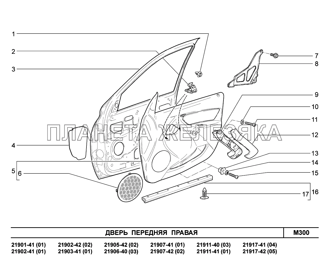 M300. Дверь передняя правая Lada Granta-2190