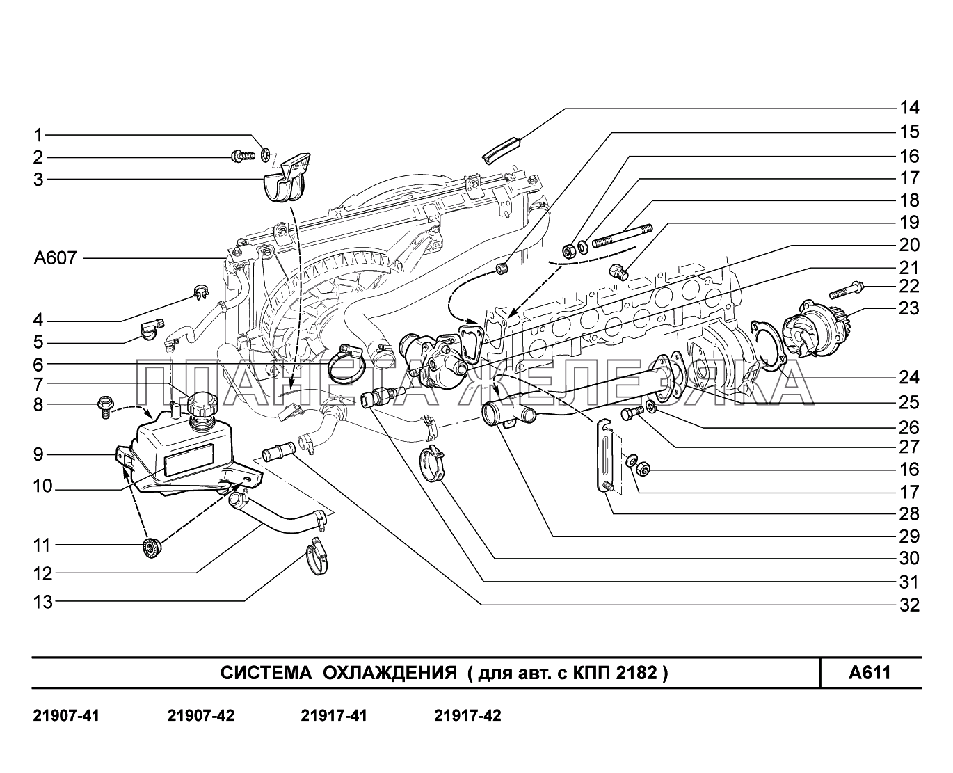A611. Система охлаждения (для авт. с КПП 2182) Lada Granta-2190