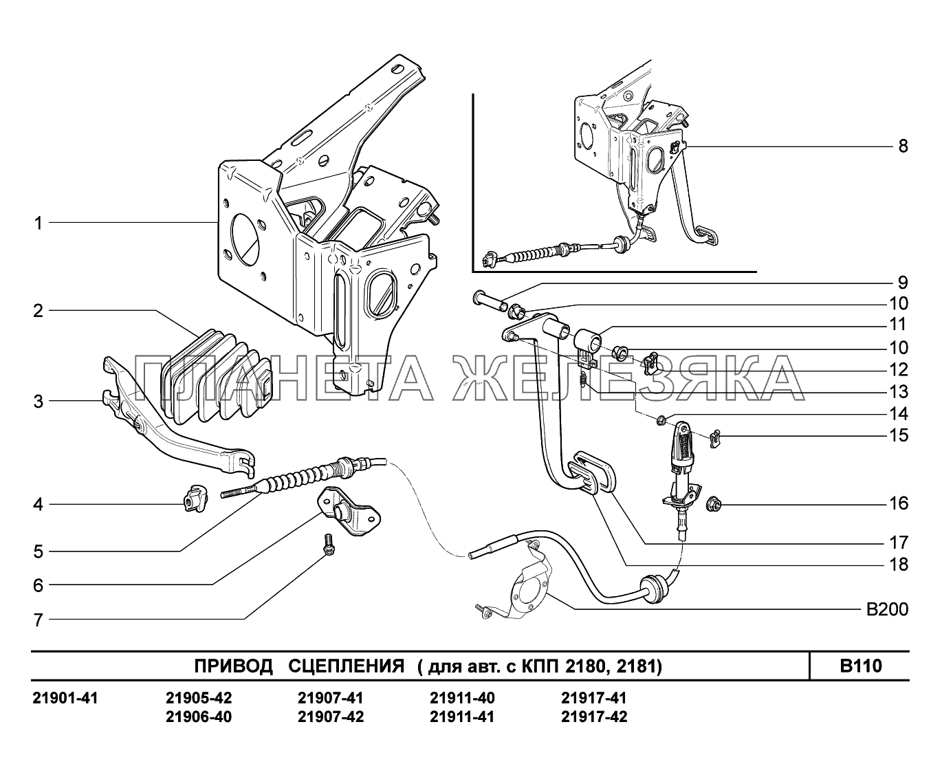 B110. Привод сцепления Lada Granta-2190