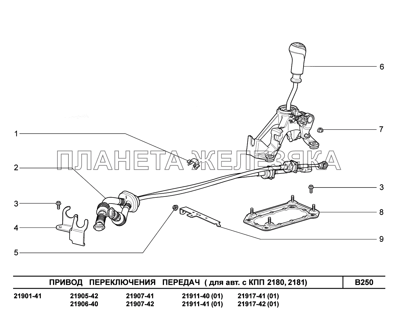 B250. Привод переключения передач Lada Granta-2190