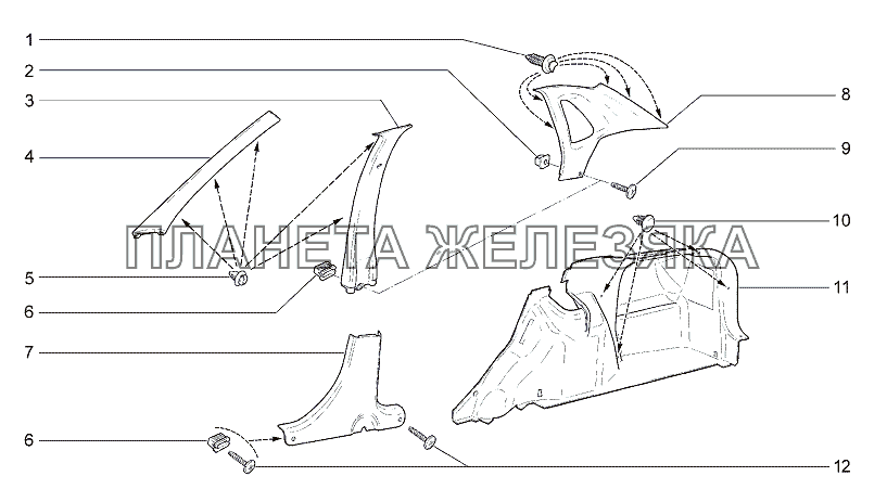 Обивка боковины Lada Granta-2190