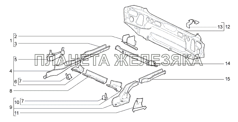 Каркас заднего пола Lada Granta-2190