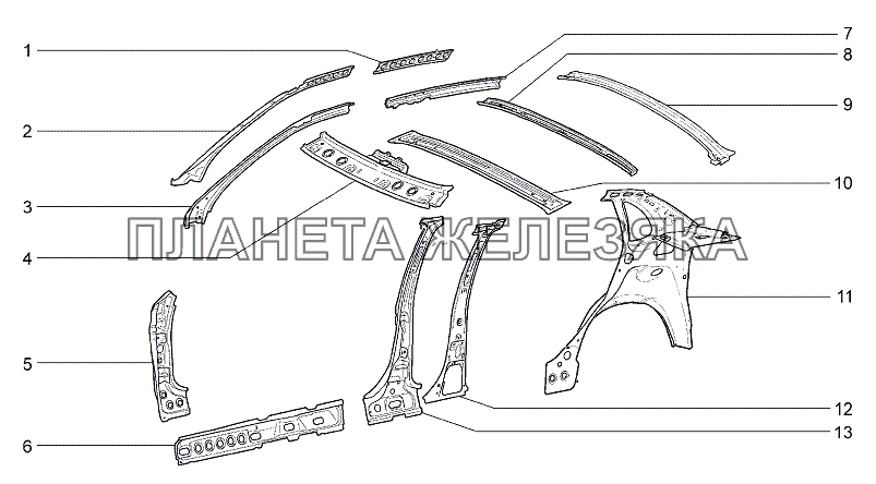 Каркас боковины и задка Lada Granta-2190