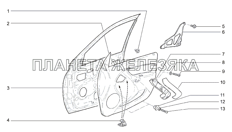 Дверь передняя правая Lada Granta-2190