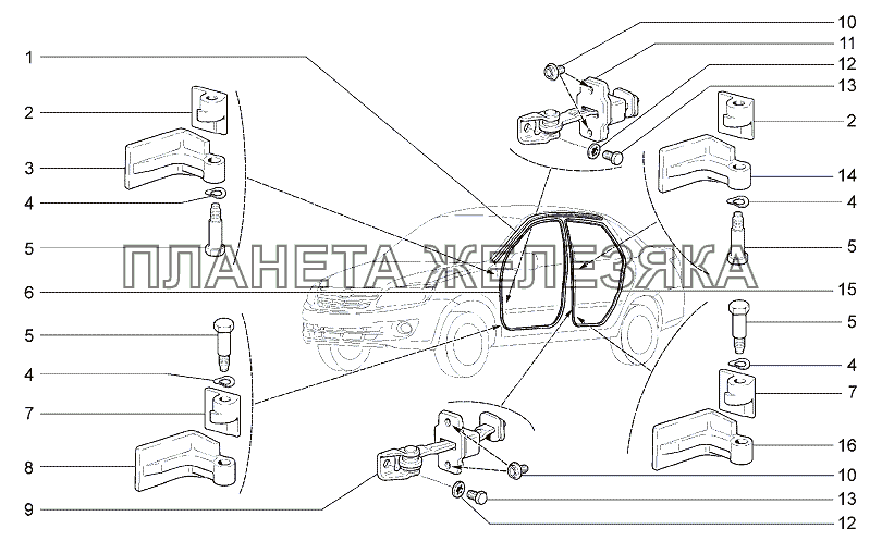 Навеска боковых дверей и уплотнители Lada Granta-2190