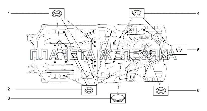 Схема установки заглушек Z101 Lada Granta-2190