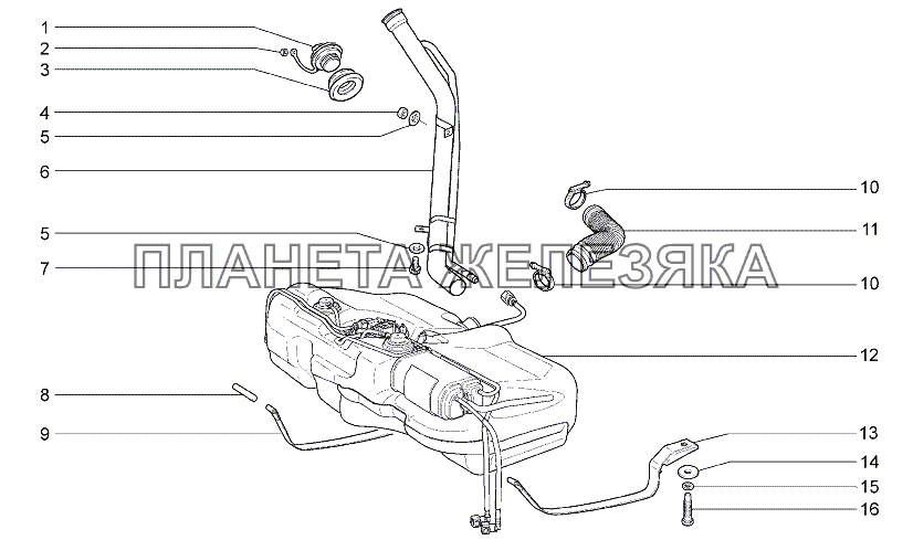 Установка бака топливного Lada Granta-2190