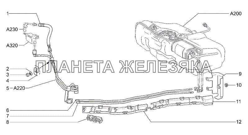 Трубопроводы топливный и паровой Lada Granta-2190