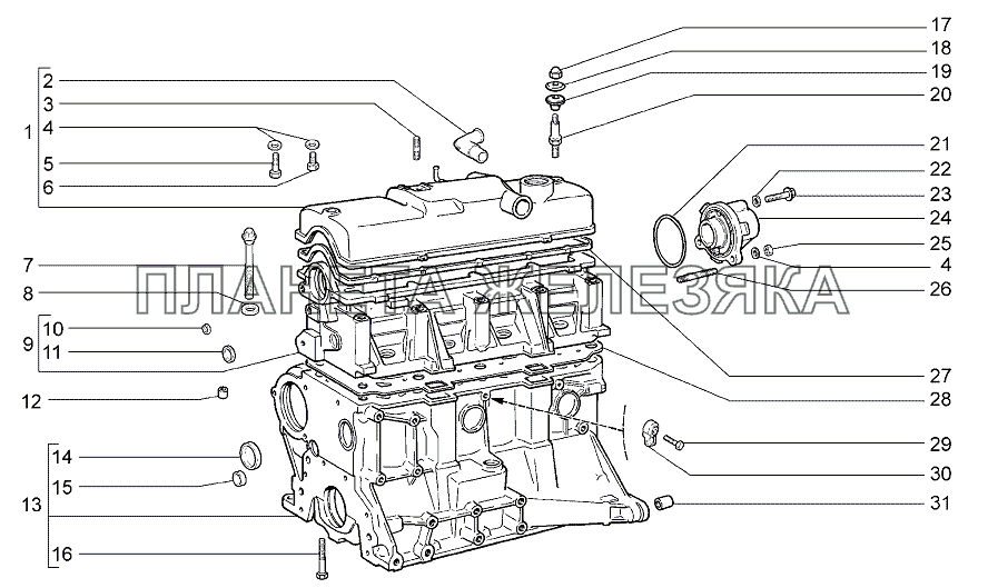 Блок цилиндров и головка блока Lada Granta-2190