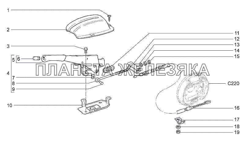 Привод стояночного тормоза Lada Granta-2190