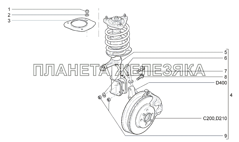 Элементы передней подвески Lada Granta-2190