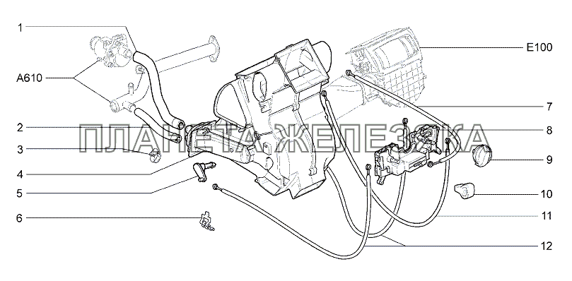 Отопитель с управлением и шлангами Lada Granta-2190