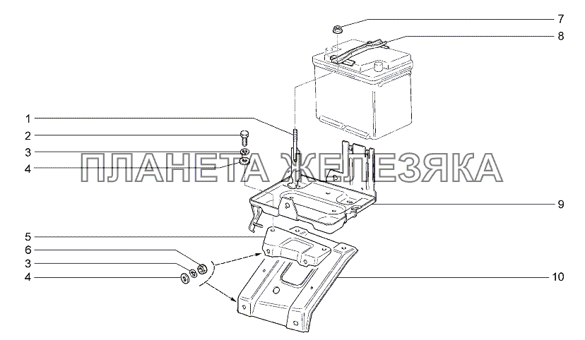 Установка батареи аккумуляторной Lada Granta-2190