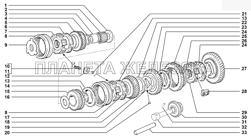 Шестерни коробки передач Lada Granta sport (доп.)