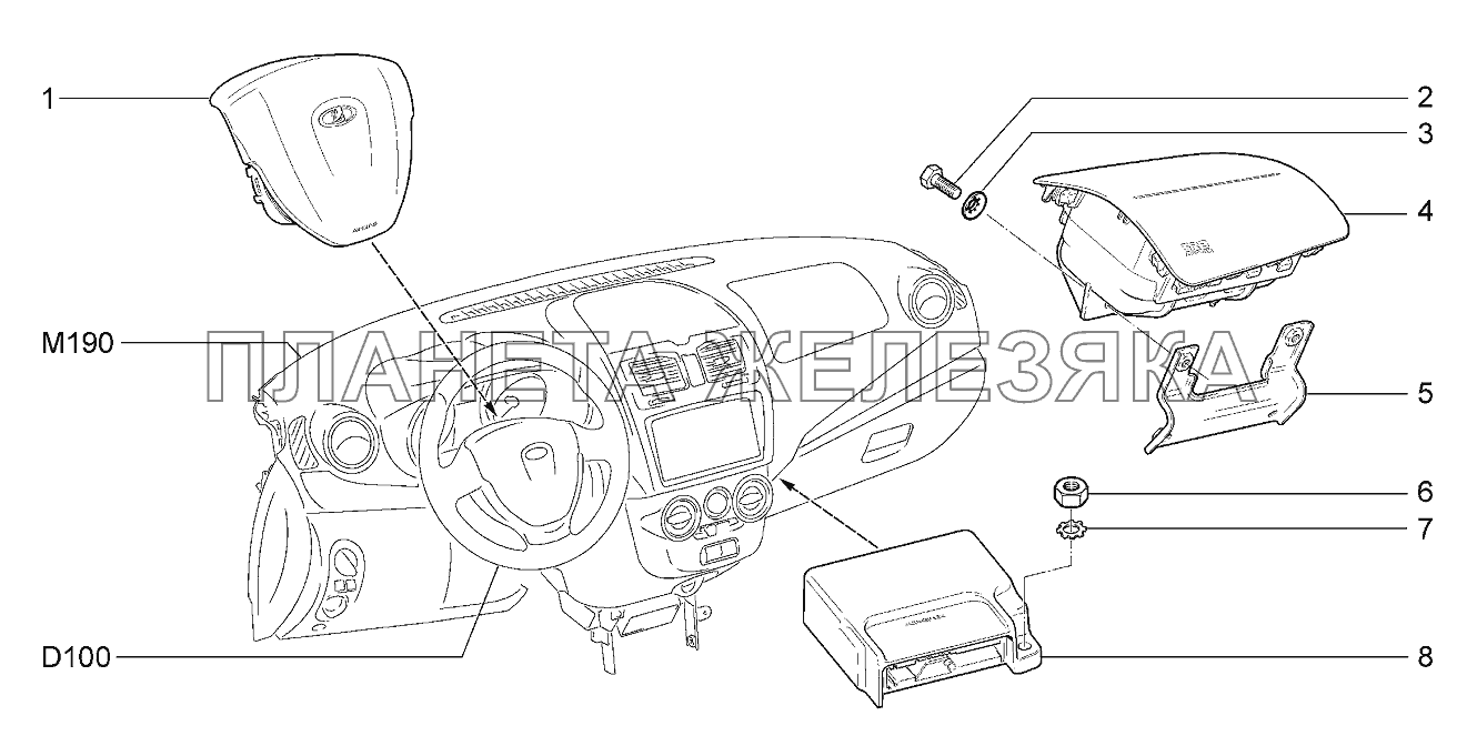 Надувные подушки безопасности Lada Kalina 2192, 2194