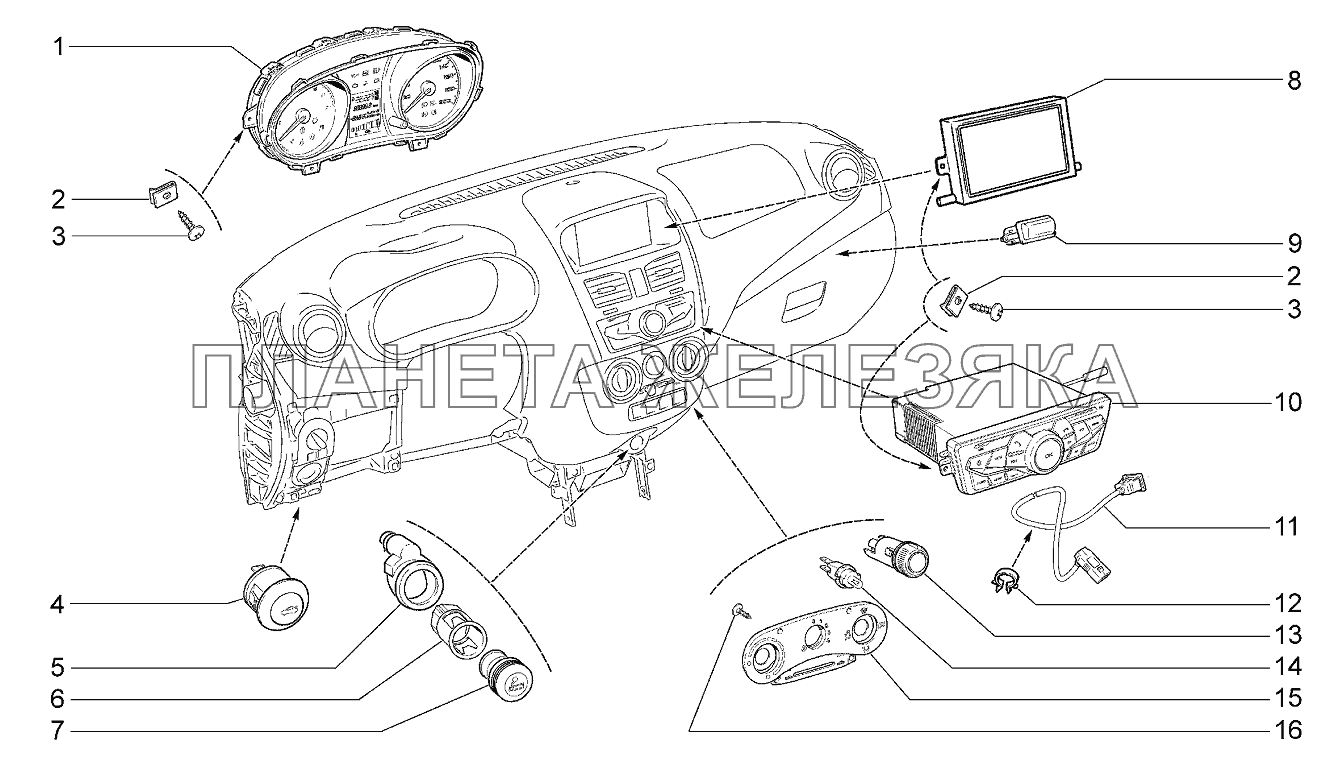 Приборы и подсветка Lada Kalina 2192, 2194