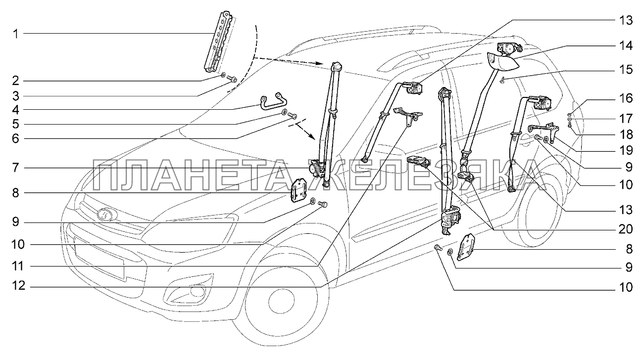 Ремни безопасности Lada Kalina 2192, 2194