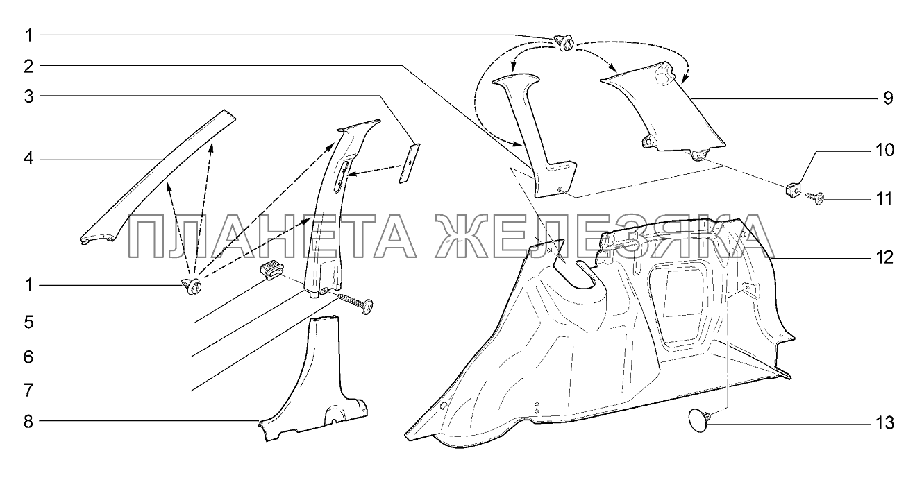 Обивка боковины Lada Kalina 2192, 2194