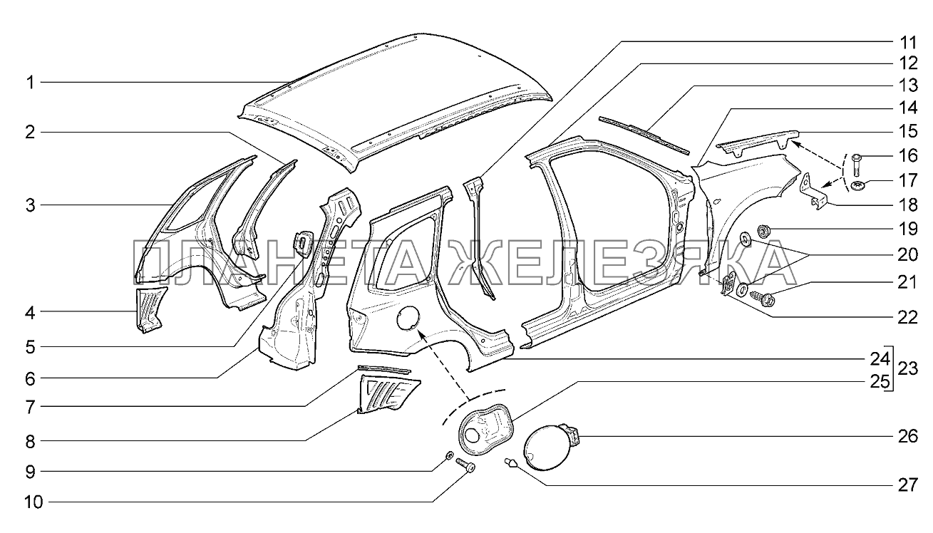 Панели кузова Lada Kalina 2192, 2194