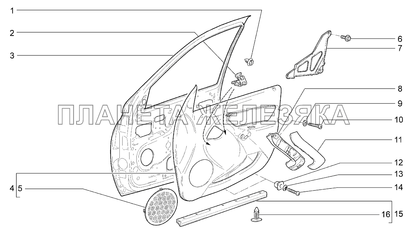 Дверь передняя правая Lada Kalina 2192, 2194