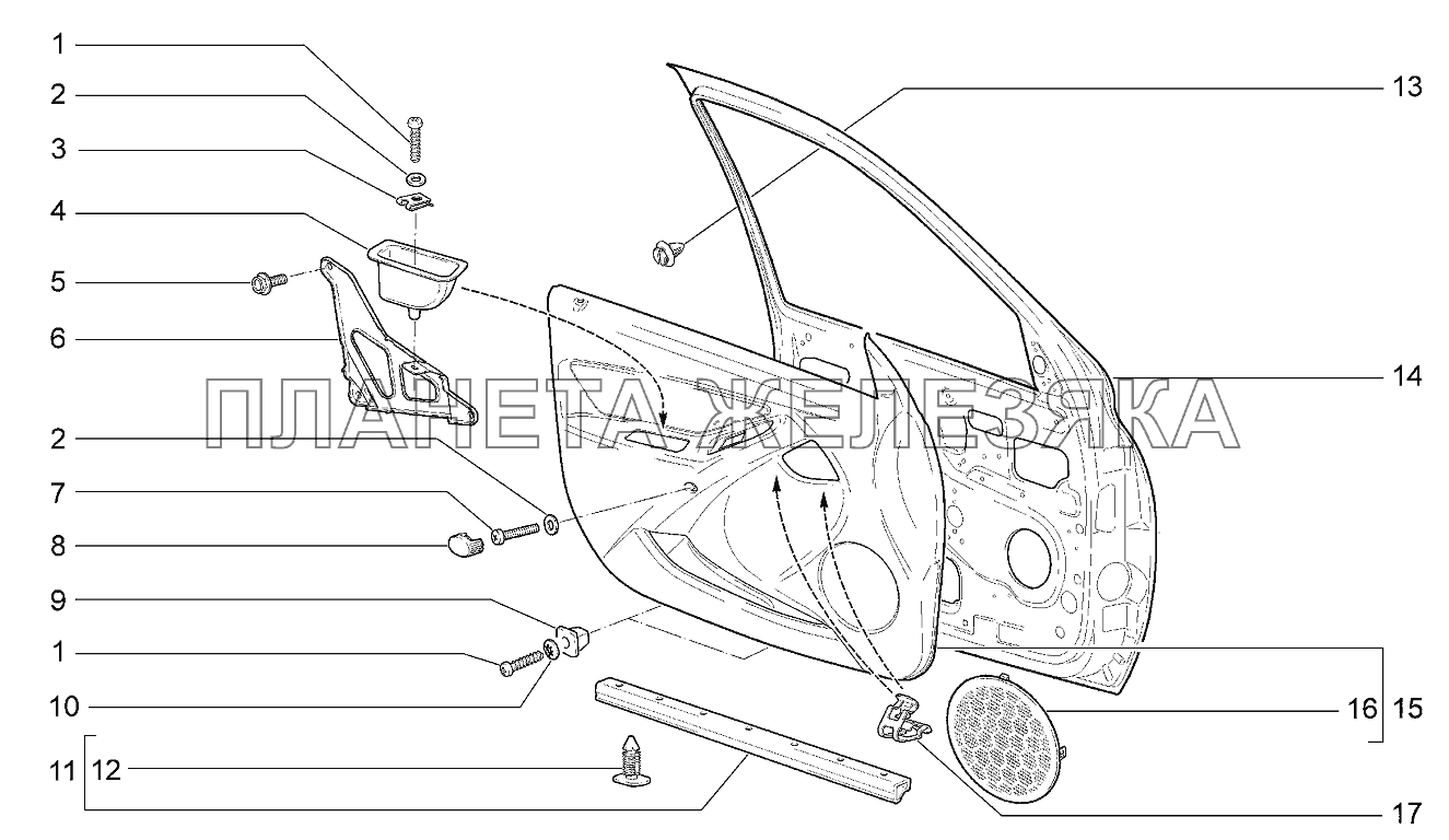 Дверь передняя левая Lada Kalina 2192, 2194