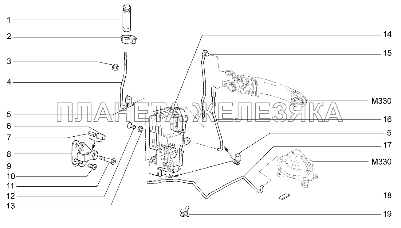 Замки передних дверей Lada Kalina 2192, 2194