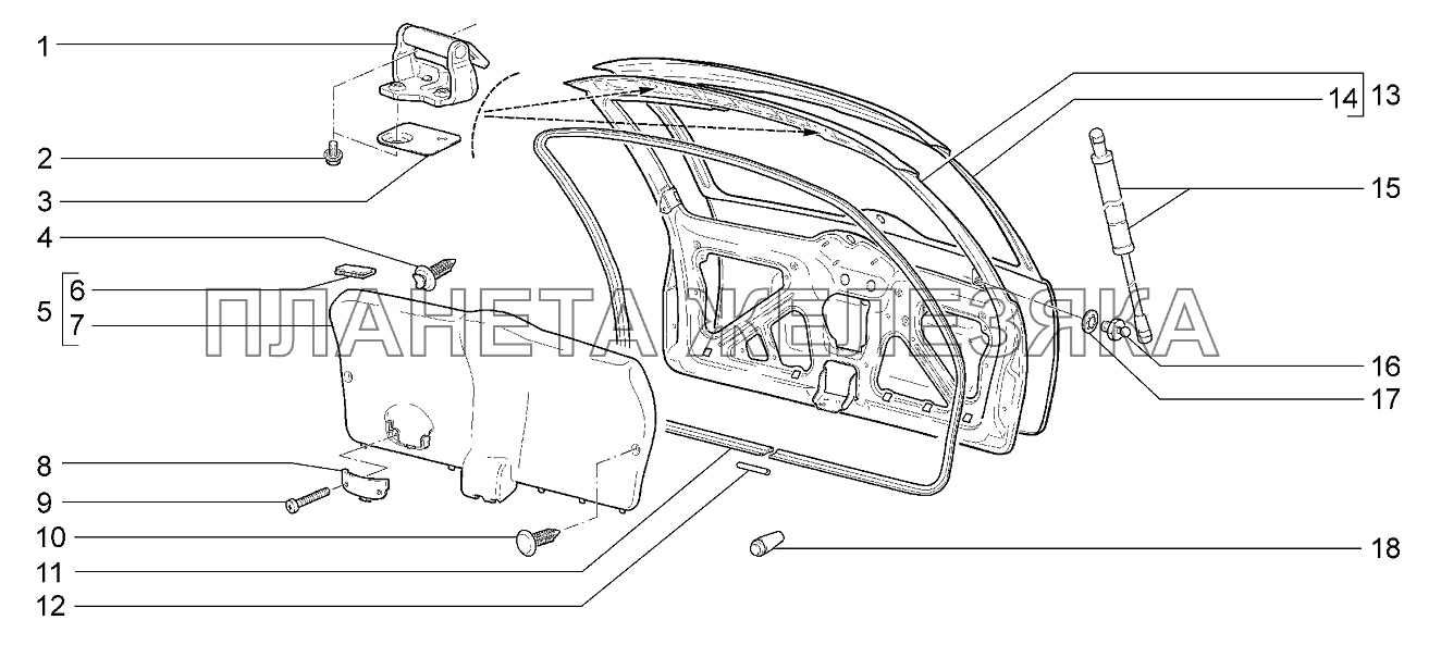 Дверь задка Lada Kalina 2192, 2194