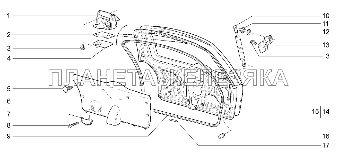 Дверь задка Lada Kalina 2192, 2194