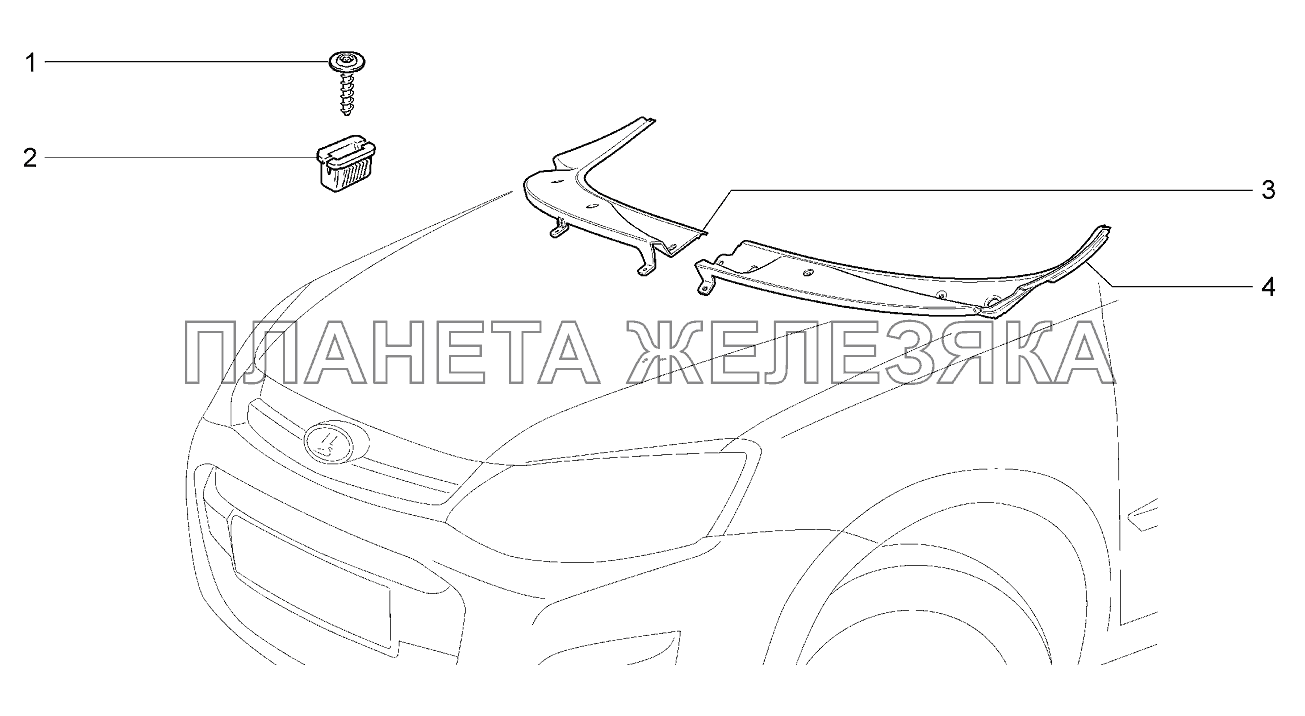 Накладки облицовочные ветрового окна Lada Kalina 2192, 2194 Накладки облицовочные ветрового окна Lada Kalina 2192, 2194