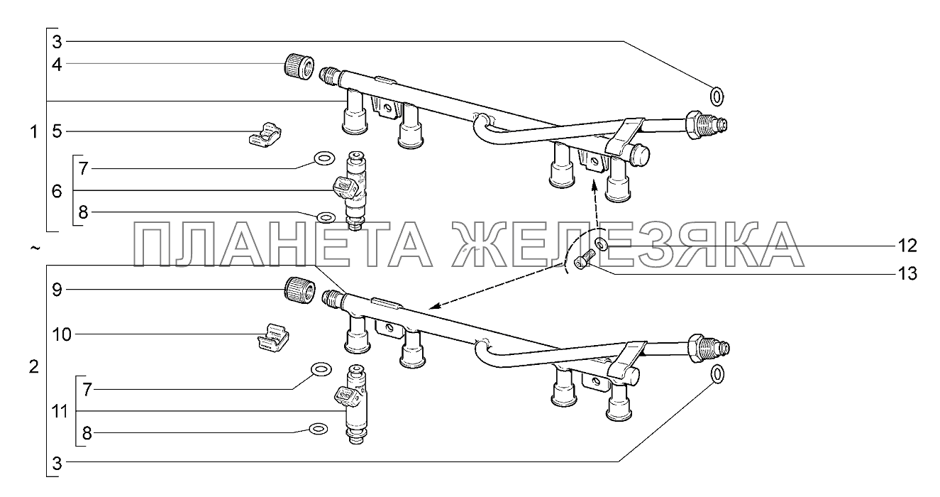 Рампа и форсунки Lada Kalina 2192, 2194