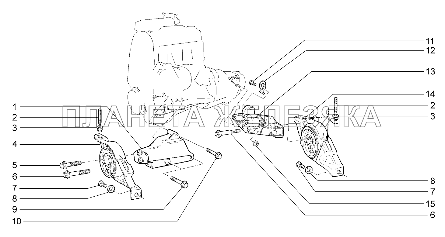 Подвеска двигателя Lada Kalina 2192, 2194