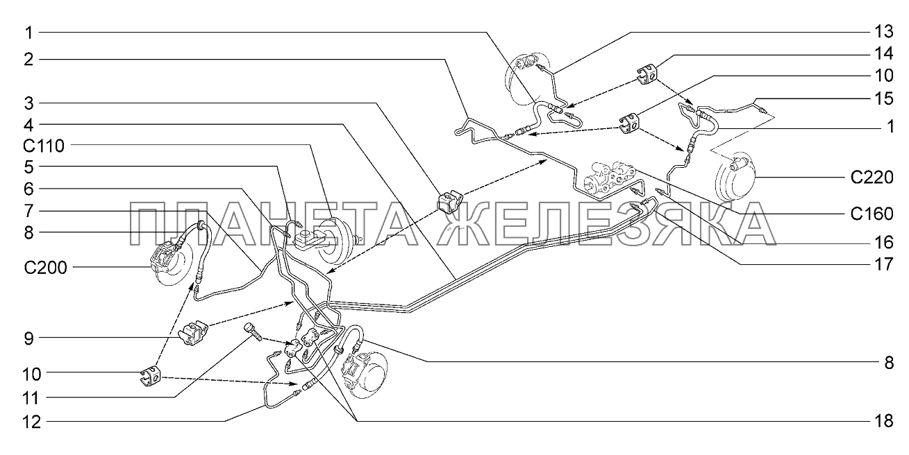 Привод гидротормозов Lada Kalina 2192, 2194