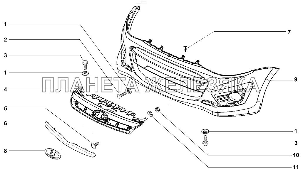 Бампер передний Lada Kalina sport (доп.)