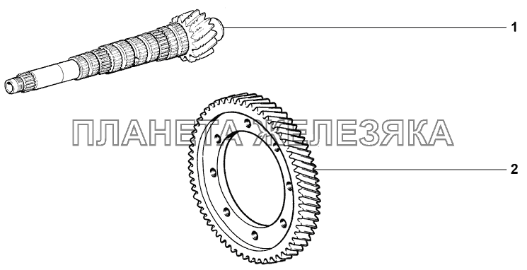 Вал вторичный и шестерня ведомая главной передачи Lada Kalina sport (доп.)