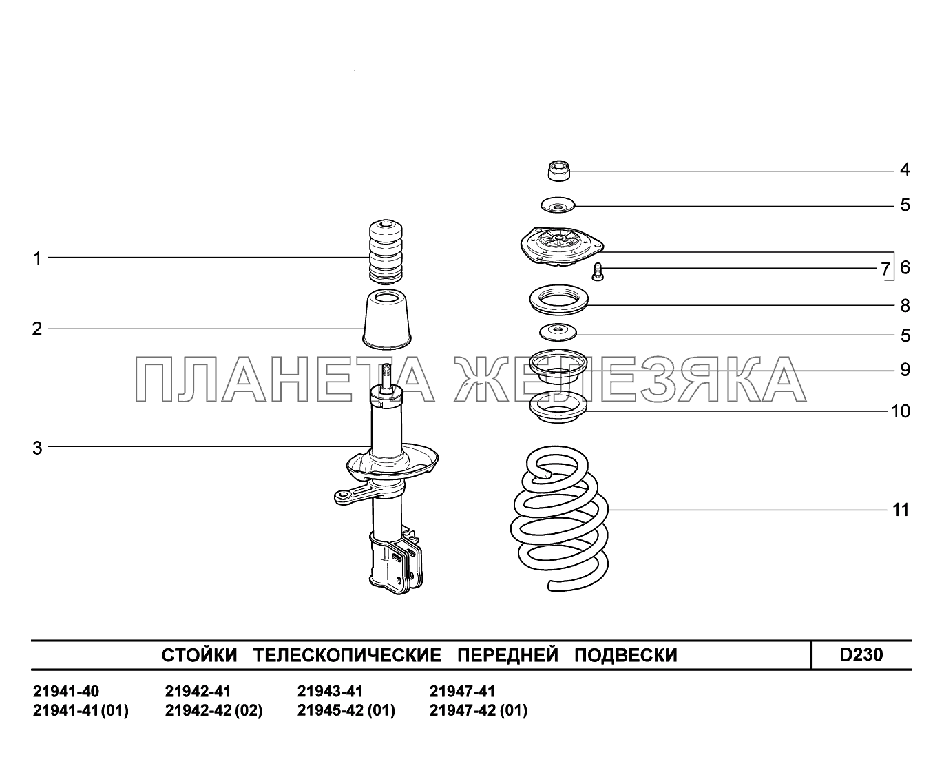 D230. Стойки телескопические передней подвески Lada Kalina New 2194