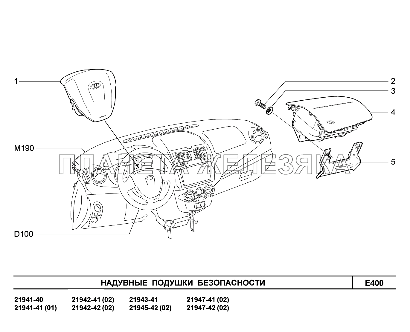 E400. Надувные подушки безопасности Lada Kalina New 2194