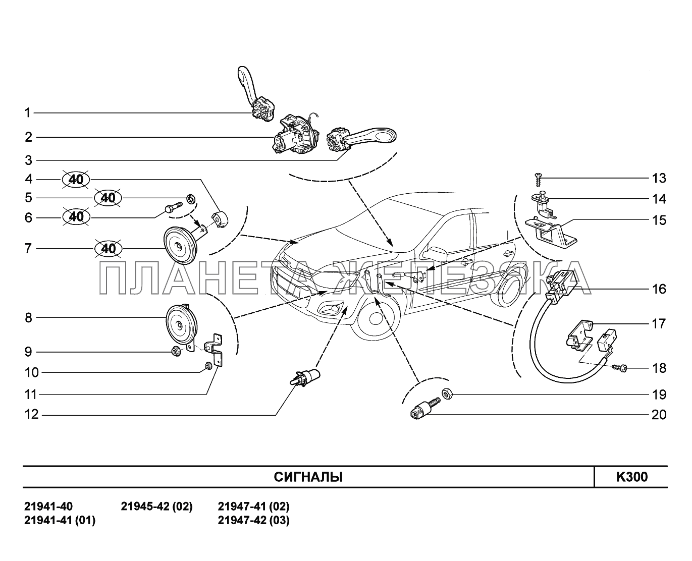 K300. Сигналы Lada Kalina New 2194