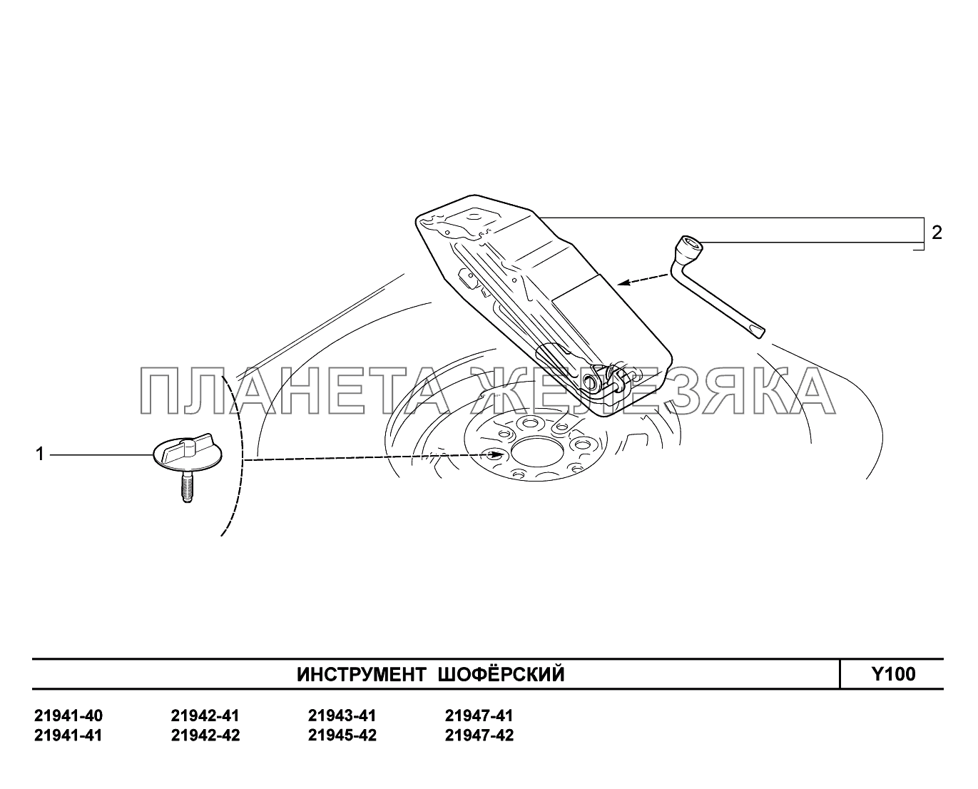 Y100. Инструмент шоферский Lada Kalina New 2194