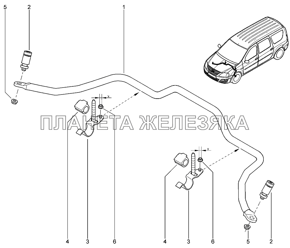 Стабилизатор передний Лада Ларгус 4601