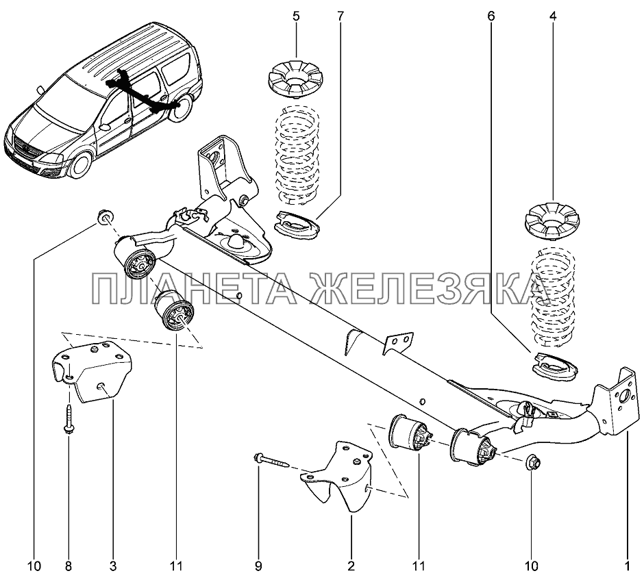 Балка задняя Лада Ларгус 4601