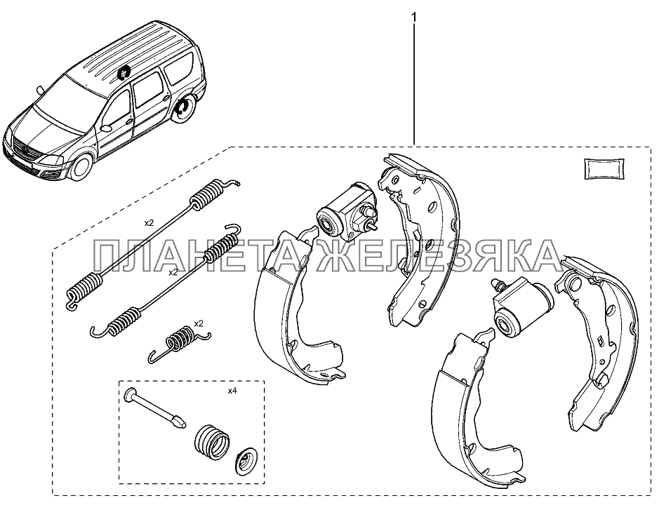 Комплект задних тормозов Лада Ларгус 4601