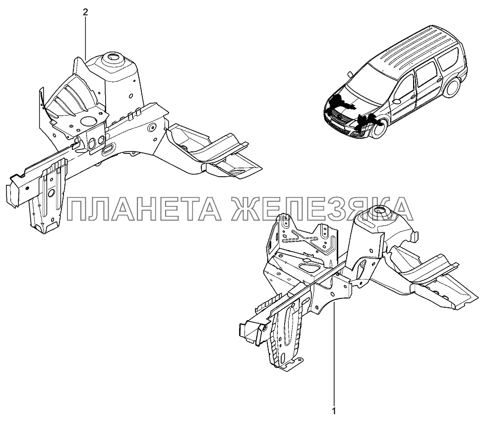 Брызговик с лонжероном Лада Ларгус 4601